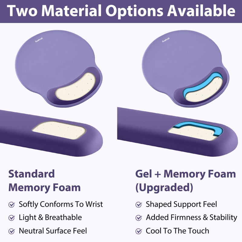 Sushret Mouse Pad and Keyboard Wrist Rest, 3-in-1 Gel Memory Foam Ergonomic Mouse Pad with Wrist Rest Set, Gaming Mousepad Arm Cushion Support for Computer Office Desk Accessories Cute Setup, Purple - Image 5