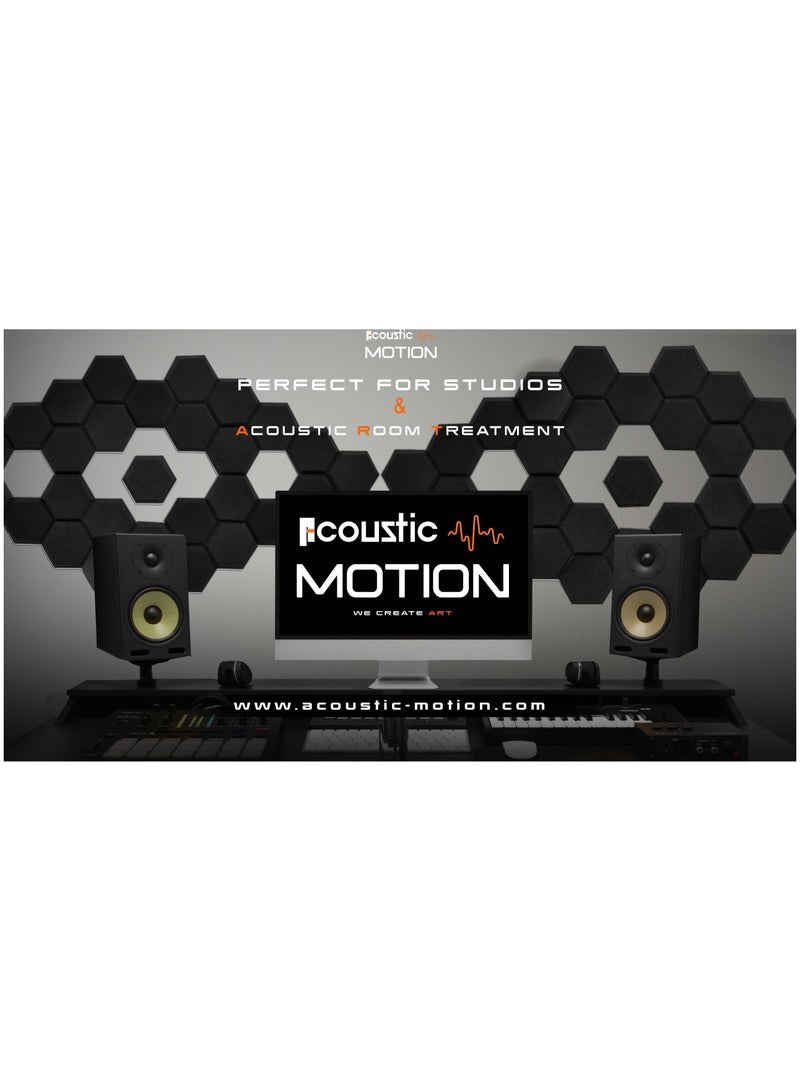 أكويستك موشان ألواح إسفنجية صوتية، ألواح سداسية كلاسيكية عازلة للصوت مع لاصق ذاتي، مجموعة من 19 قطعة، مقاس 3×20×24 سم، رمادية داكنة، أساسية للاستوديو والمنزل والتسجيل ومعالجة الغرف الصوتية - Image 2