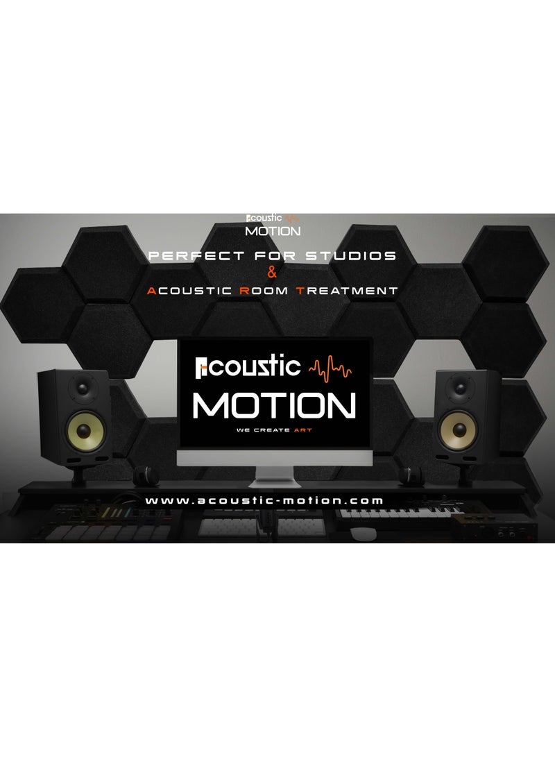 أكويستك موشان ألواح إسفنجية صوتية، ألواح سداسية كلاسيكية عازلة للصوت مع لاصق ذاتي، مجموعة من 19 قطعة، مقاس 3×20×24 سم، رمادية داكنة، أساسية للاستوديو والمنزل والتسجيل ومعالجة الغرف الصوتية - Image 4