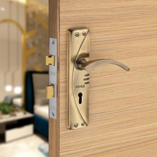 SARDAR Nuon Iron Handle Set 7 Inch|2 Keys | 6 Lever Single Turn Lock Set| Handle Set for Door, Bathroom, Bedroom, Living Room| (Antique) - Image 1
