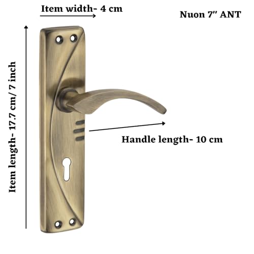 SARDAR Nuon Iron Handle Set 7 Inch|2 Keys | 6 Lever Single Turn Lock Set| Handle Set for Door, Bathroom, Bedroom, Living Room| (Antique) - Image 2