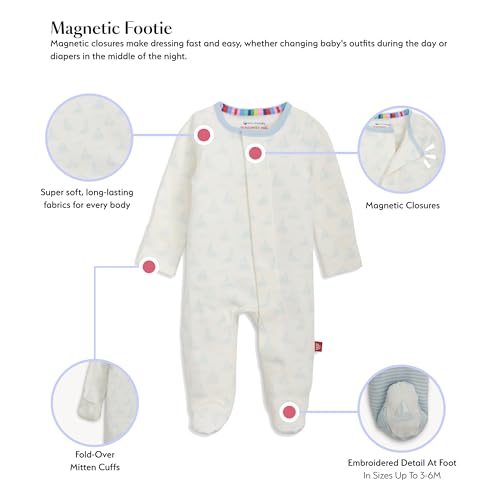Magnetic Me 100 Organic Cotton Magnetic Baby Footie Pajamas Super Soft Cotton Fabric Tiny Diny 03 Months - Image 3