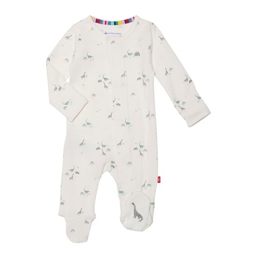 Magnetic Me 100 Organic Cotton Magnetic Baby Footie Pajamas Super Soft Cotton Fabric Tiny Diny 03 Months - Image 1