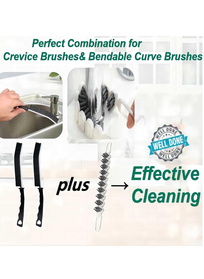 Excefore Crevice Cleaning Brush, 3 Pcs Multifunctional Cleaning Brush Tools, Hard Bristle Crevice Cleaning Brush, Crevice Cleaning Brushes for Household Use Bathroom Tiles Kitchen Practical and Durable  - Image 3