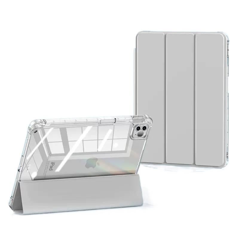 حافظة آيباد شفافة باللون بنفسجي بظهر شفاف بظهر واضح لجهاز iPad Air / iPad 10th Gen / iPad 10.2 مع حامل قلم لترتيب الأغراض للاستخدام العملي للحمل اليومي - Image 2