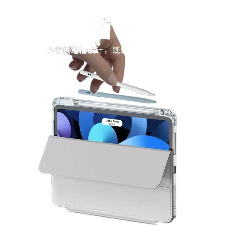 حافظة آيباد شفافة باللون بنفسجي بظهر شفاف بظهر واضح لجهاز iPad Air / iPad 10th Gen / iPad 10.2 مع حامل قلم لترتيب الأغراض للاستخدام العملي للحمل اليومي - Image 4