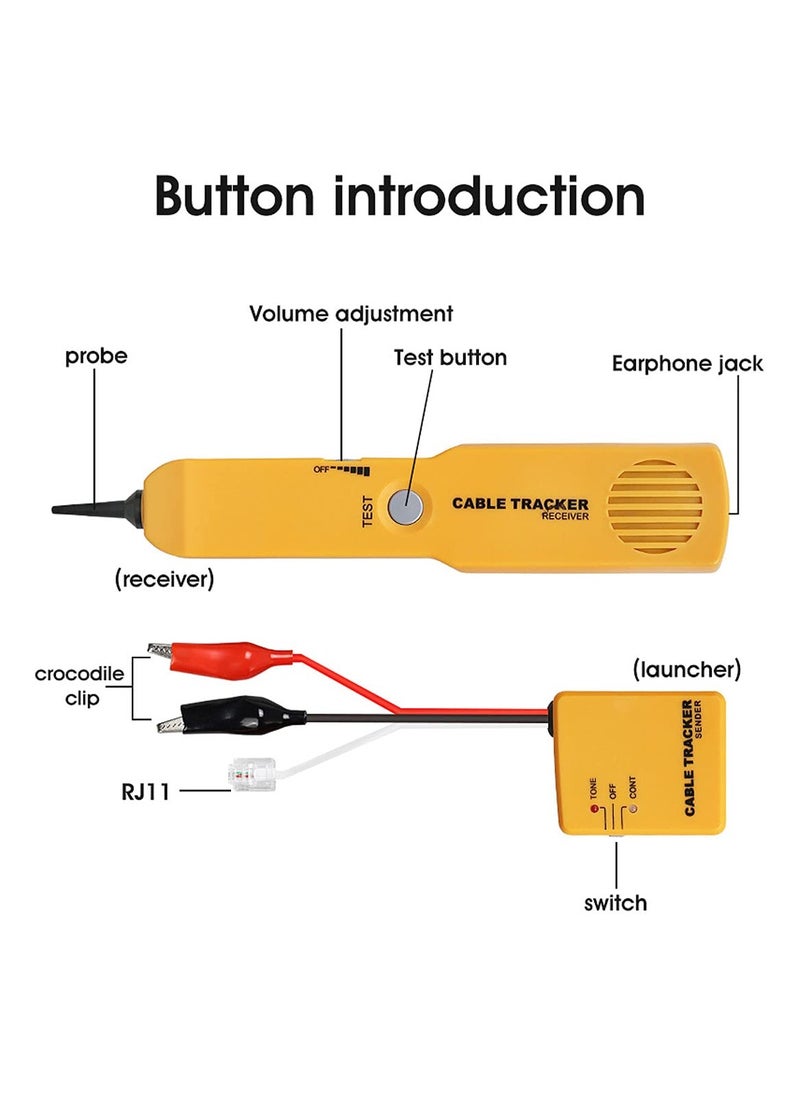 SANMUGEED - Electrical Wire Tracer Circuit Tester w/Tone Generator & Probe Kit, Cable Signal Locator Tester, Test Circuit Continuity, Network Telephone Line, Automotive Circuit Identify Tools w/Clips & RJ11 Plug - Image 1