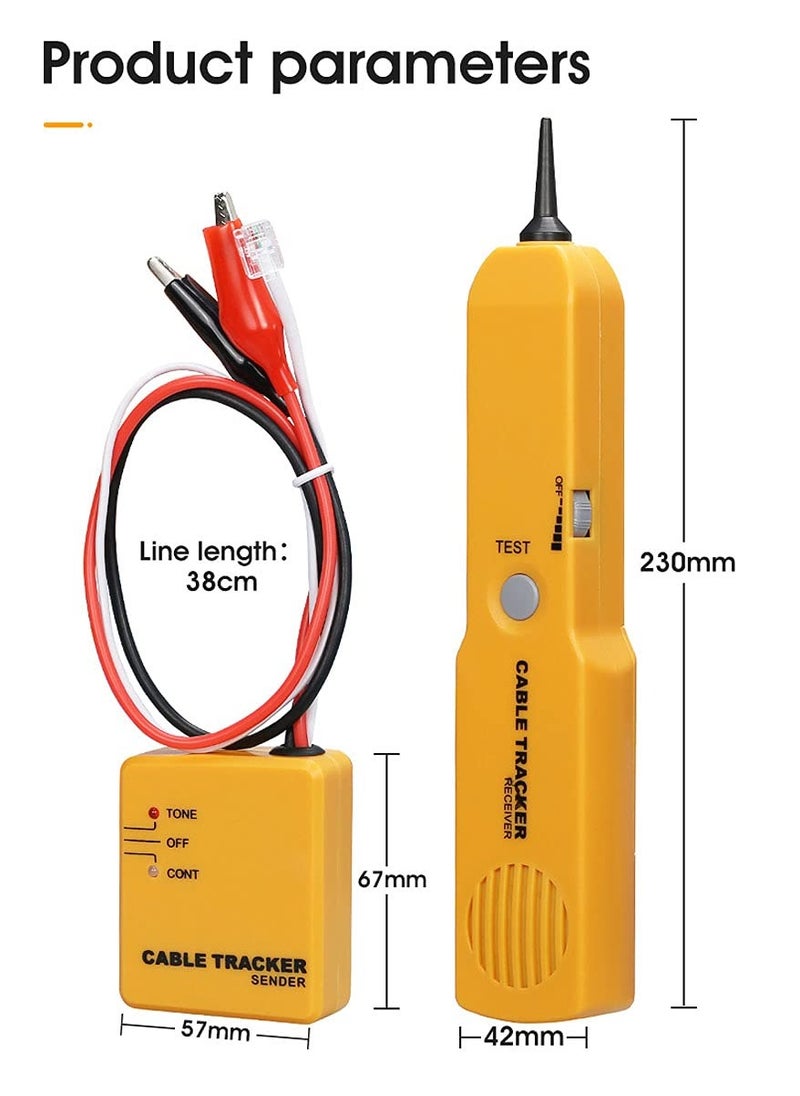 SANMUGEED - Electrical Wire Tracer Circuit Tester w/Tone Generator & Probe Kit, Cable Signal Locator Tester, Test Circuit Continuity, Network Telephone Line, Automotive Circuit Identify Tools w/Clips & RJ11 Plug - Image 1
