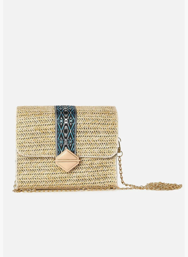 Haute Sauce Colour Block Push Lock Sling Bag with Chain Strap