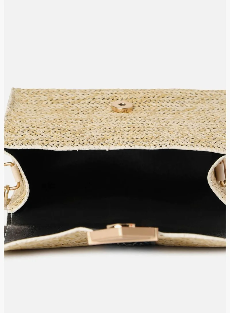 Haute Sauce Colour Block Push Lock Sling Bag with Chain Strap
