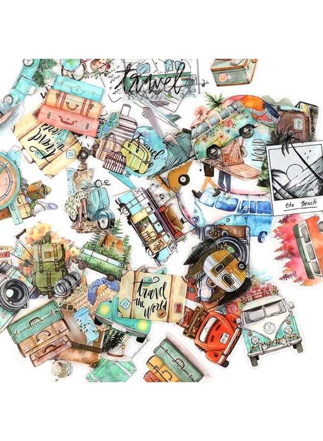 50 Pcs Outdoor PET Aesthetic Stickers for Scrapbooking Journaling Junk Journal Scrapbook Supplies Waterproof Transparent Travel Stickers for Resin Crafts Decorative - Image 2