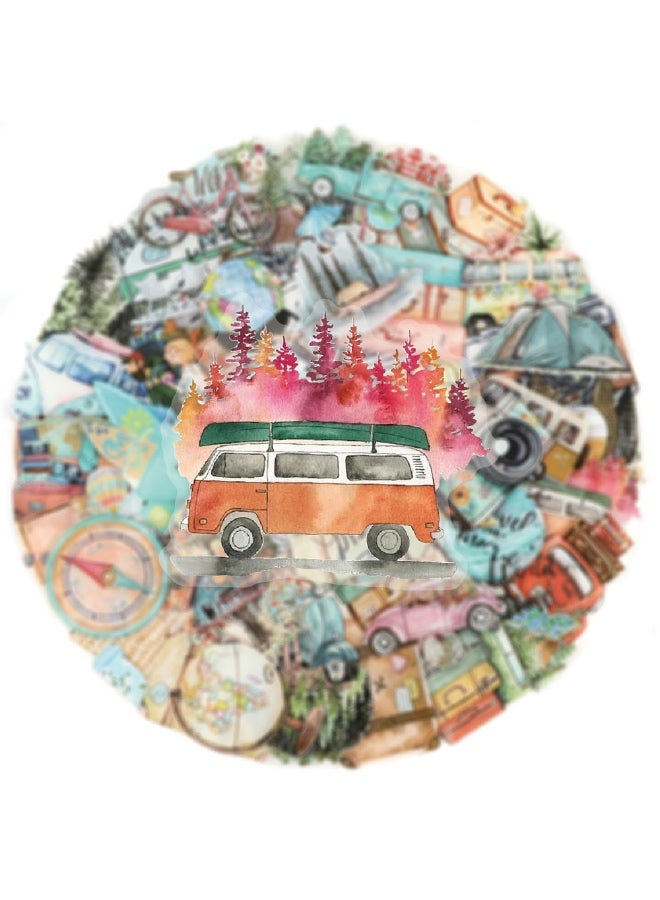 50 Pcs Outdoor PET Aesthetic Stickers for Scrapbooking Journaling Junk Journal Scrapbook Supplies Waterproof Transparent Travel Stickers for Resin Crafts Decorative - Image 4