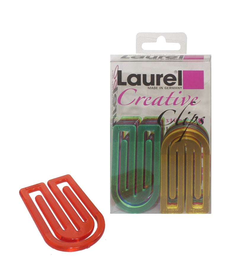 Laurel KingKlip for Organizing Sorting Documents Map Tabs Bookmark Crystal Colours Feather Light Paper Clip 50 mm Holds 2 to 50 Sheets Strong Smooth & Round Shaped U Clip for SOHO - 20 Clips Pack - Image 1