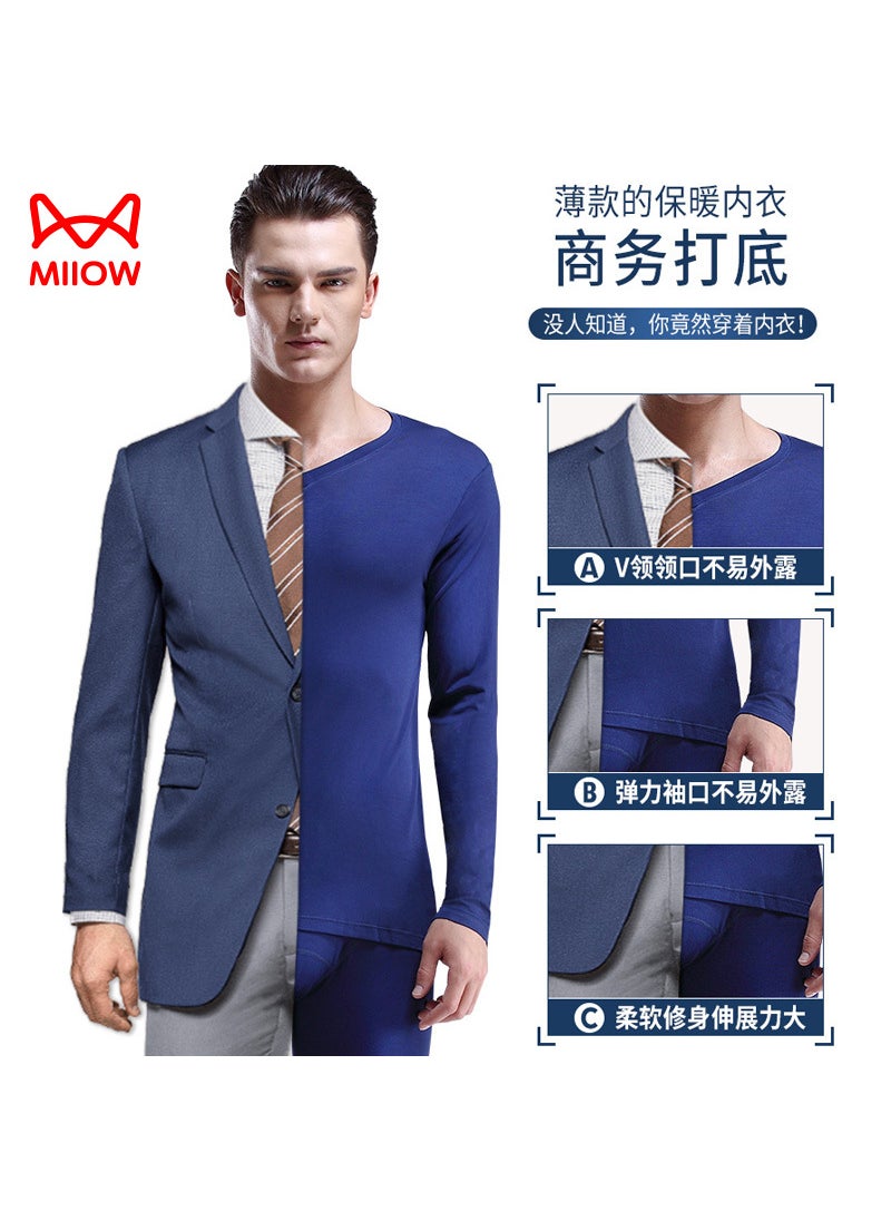 Generic Mens V-Neck Thermal Autumn Shirt Slim Fit Undershirt Warm Top Black  - Image 3