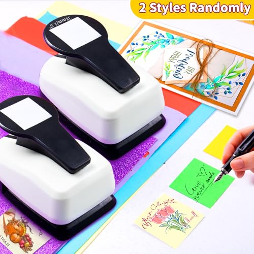 HKKYO Square Hole Punch, 1.5 inch Square Paper Punch, Squares Punches for Paper Crafts, Scrapbooking Punches, Shape Hole Puncher, Squares Craft Puncher - Image 3