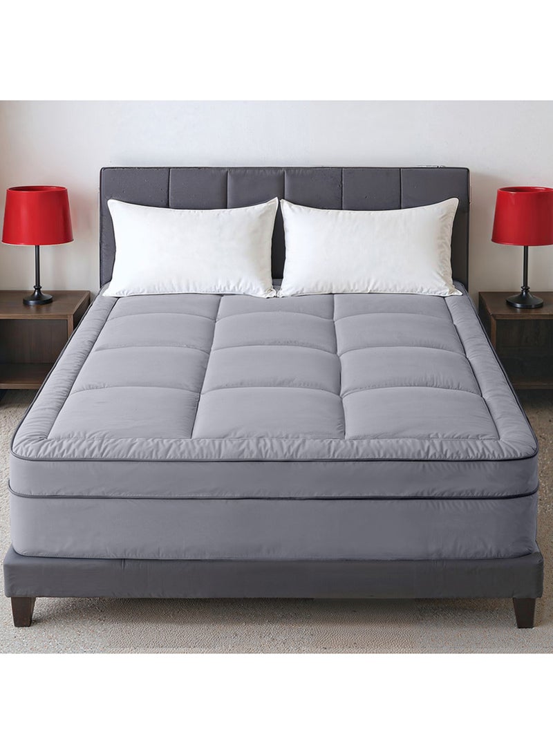 Hotel Linen Klub Mattress Topper – Extra-Thick 9Cm/800 Gsm Microfiber Pillow Top, Fitted Style, 100 X 200Cm, Grey – Plush Cushioning For Back Pain Relief, Deep Pocket 25–30Cm With All-Around Elastic, Soft & Durable - Image 1