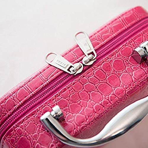 JofixZone Leather Cosmetic Bag Square Solid Handbag Makeup Mirror Magnifying Compact Cosmetics Storage Makeup Bags Jewelry Organizer Makeup Bag Box for Women - Image 4