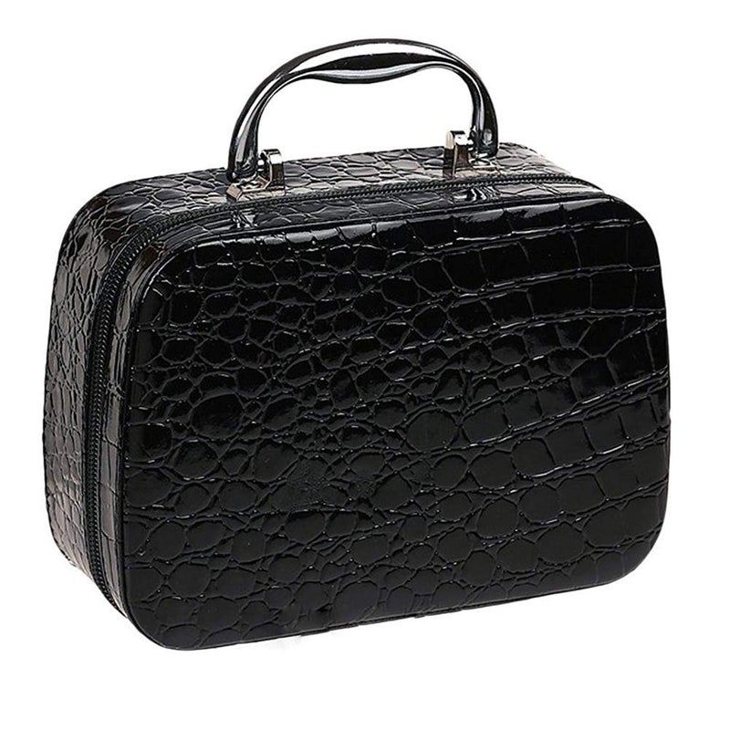 JofixZone Leather Cosmetic Bag Square Solid Handbag Makeup Mirror Magnifying Compact Cosmetics Storage Makeup Bags Jewelry Organizer Makeup Bag Box for Women - Image 1