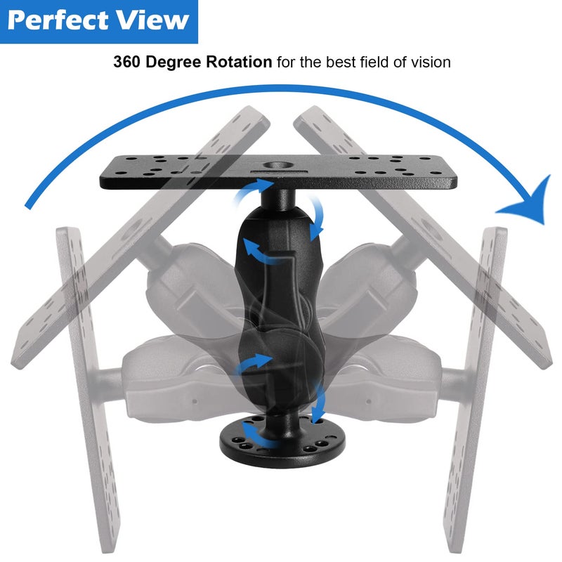 WINDFRD 1.5" Ball Short Arm Fish Finder Mount, Marine Electronic Mount, Universal Mounting Plate with 1.5 inches / 38mm / C Size Ball Adapters, Compatible with Garmin, Lowrance, Humminbird and More - Image 5