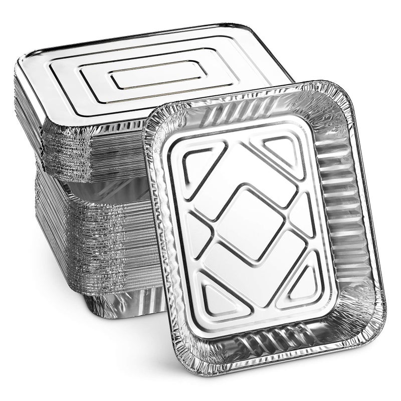 MontoPack Aluminum Foil Pans Half Size Roasting Chafing Pan  9x13 Tins for Cooking Baking  Catering  Heavy Duty Disposable Cookware Steam Table Trays for Buffet  Food Prepping 20 Pack with Lids