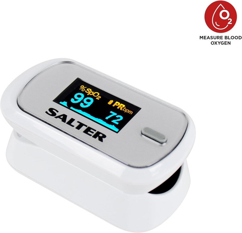 Salter PX100EU Fingertip Pulse Oximeter Portable OxyWatch Blood Oxygen LevelsSATS Monitor Low Power Consumption LED Display Accurate Readings Ideal for Adults and Children 2 Year Guarantee - Image 4