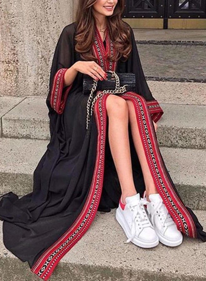 YouKD Summer Embroidered Floral Long Cardigan Bohemian Kimono Beach Swimsuit Cover Up Plus Size Dress for Women - Image 2