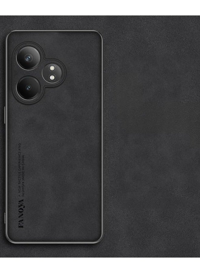 general Case Compatible with OPPO Realme GT 6, Plain Leather Case Matte Silicone Bumper Anti-Fingerprint Shockproof Protective Back Cover for Realme GT 6