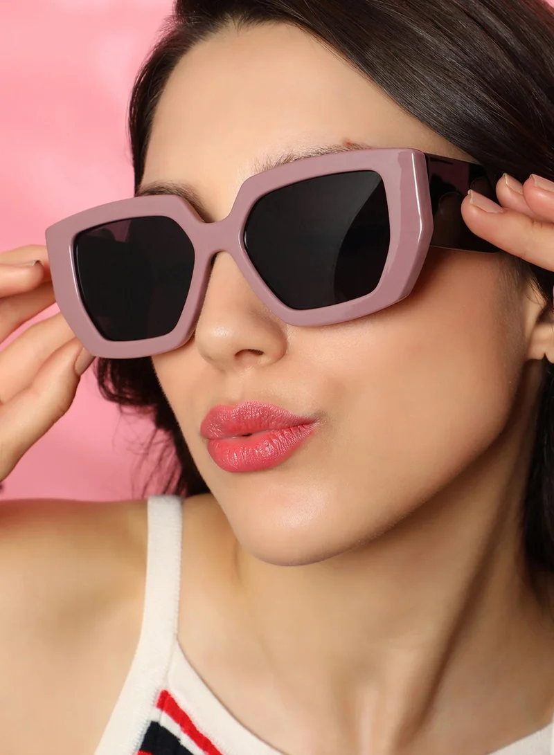 Haute Sauce The Chunky Block Geometric Sunglasses - Mauve Purple