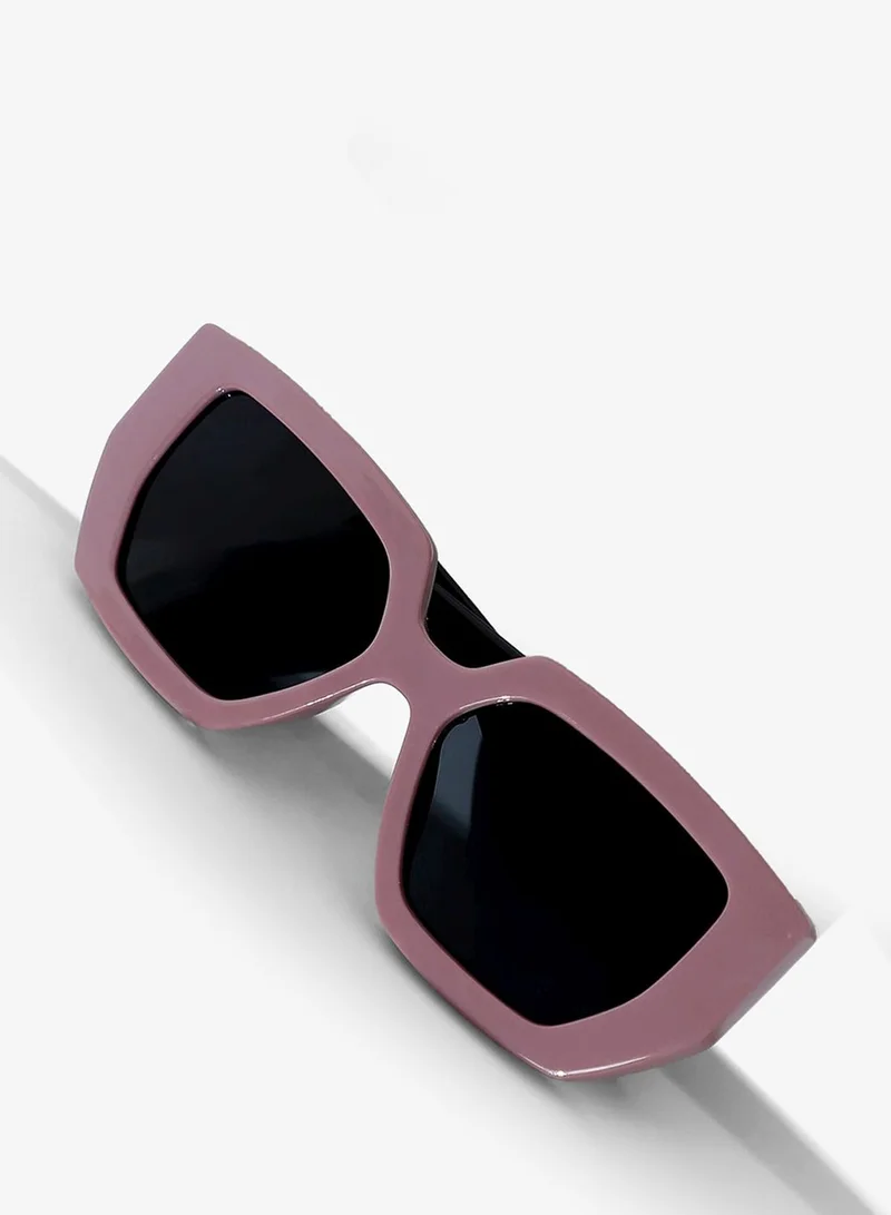 Haute Sauce The Chunky Block Geometric Sunglasses - Mauve Purple