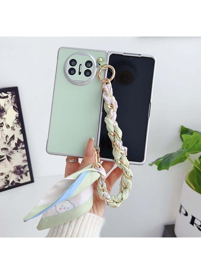 اس-توب جراب لهاتف Huawei Mate X5 مصنوع من الجلد المطلي المعدني مع سوار وشاح - Image 2