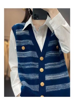 New V-neck For Autumn And Winter Striped Wool Vest