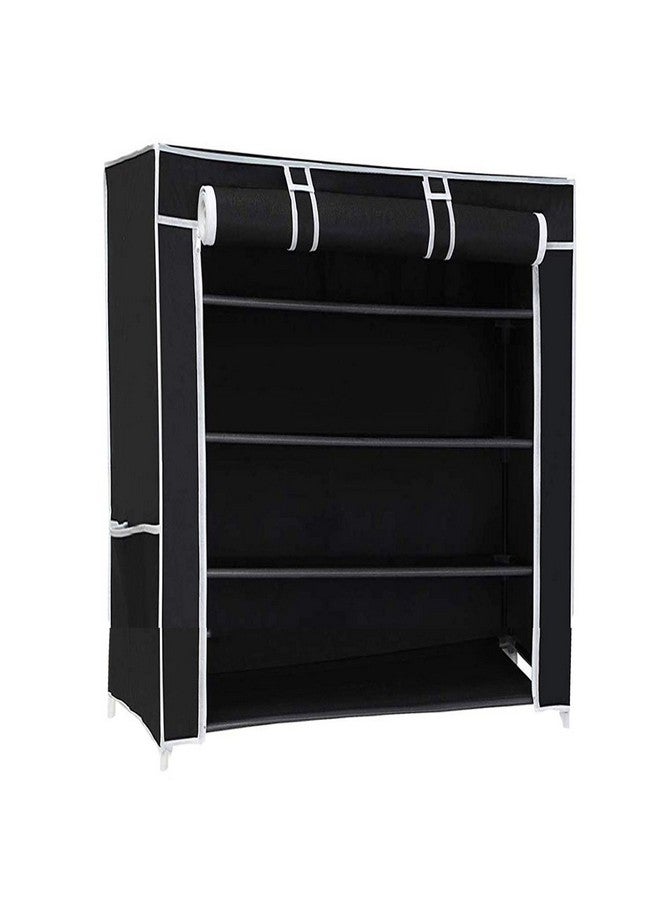 Ebee Metal 4 Shelves Cloth Cabinet (Black) - Image 1
