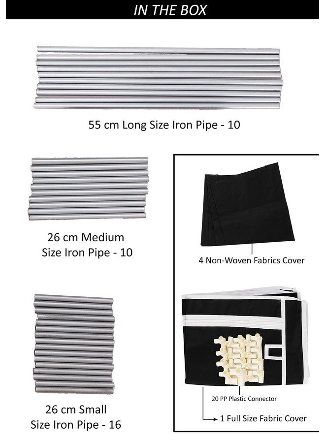 Ebee Metal 4 Shelves Cloth Cabinet (Black) - Image 3