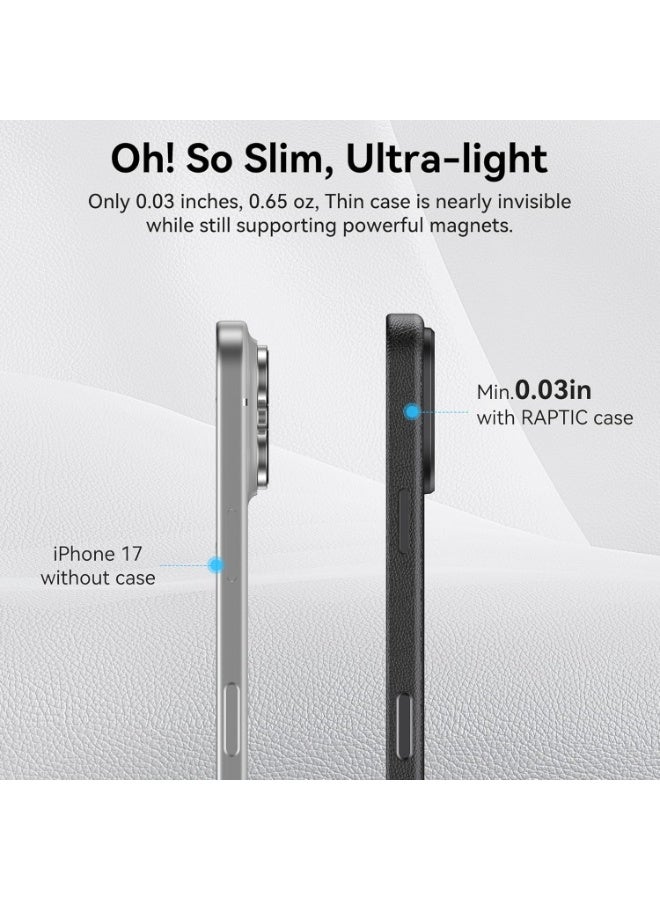 RAPTIC حافظة أوربان نانو لجهاز آيفون 17 برو متوافقة مع ماغسيف [زر التحكم بالكاميرا المغطى] غطاء خفيف الوزن للغاية من الجلد الصناعي النباتي [معيار عسكري 2م] مقاوم للخدوش - أسود - Image 4