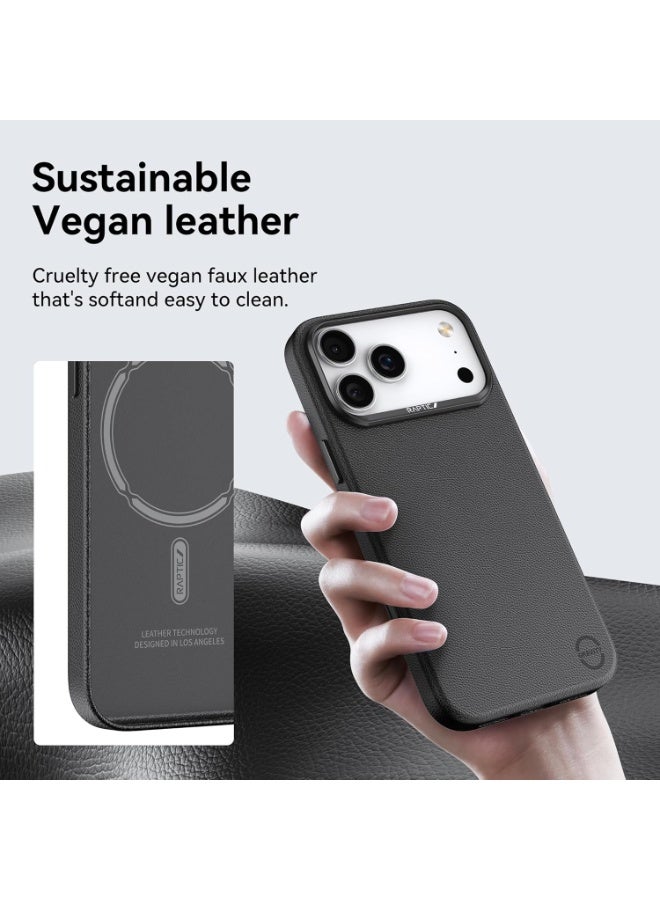 RAPTIC حافظة أوربان نانو لجهاز آيفون 17 برو متوافقة مع ماغسيف [زر التحكم بالكاميرا المغطى] غطاء خفيف الوزن للغاية من الجلد الصناعي النباتي [معيار عسكري 2م] مقاوم للخدوش - أسود - Image 3