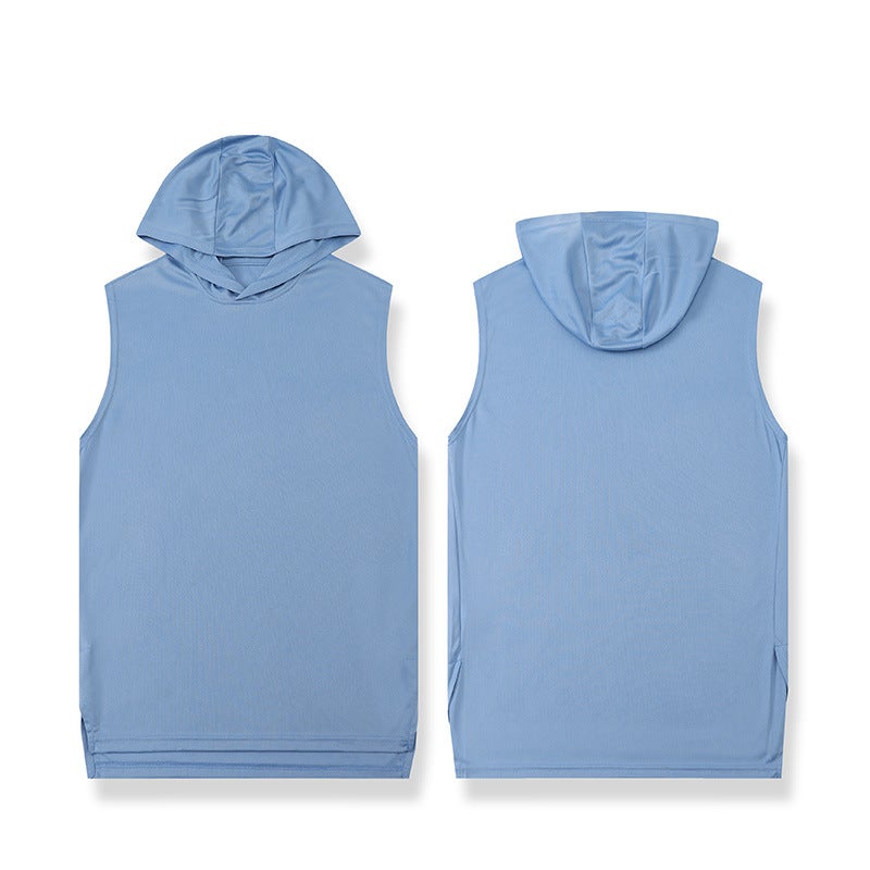Generic Mens Quick-Dry Basketball Jersey Split-Hem Hoodie GY-9351-North Carolina blue vest hoodie