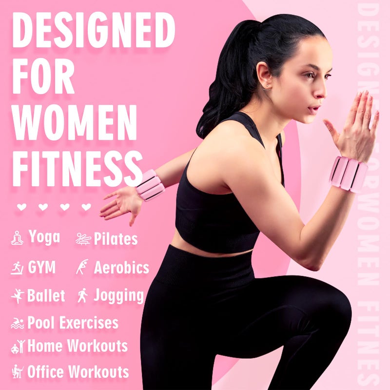 Gallia Wrist Weights, 2Pack Adjustable Wearable Wrist Ankle Weights for Women/Men, Silicone Wrist Bangles for Walking, Yoga, Pilates, and Gym, Arm & Leg Workout, 2lb (Pink) - Image 3