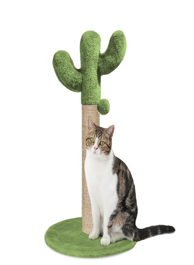 FURRLOVERS Cactus Cat Scratching Post with Climbing Tower, Natural Rope Wrapped Post, Green Plush Top, Mental Stimulation and Exercise (SIZE-20X16 inch) (furr-Cactus-Scratcher-gn) - Image 1