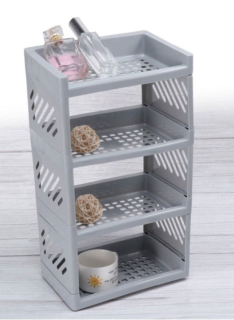 Generic - Multi-purpose 4-tier organizer shelf, elegant organization in every corner. Colors: White, Gray, Pink L - Image 1