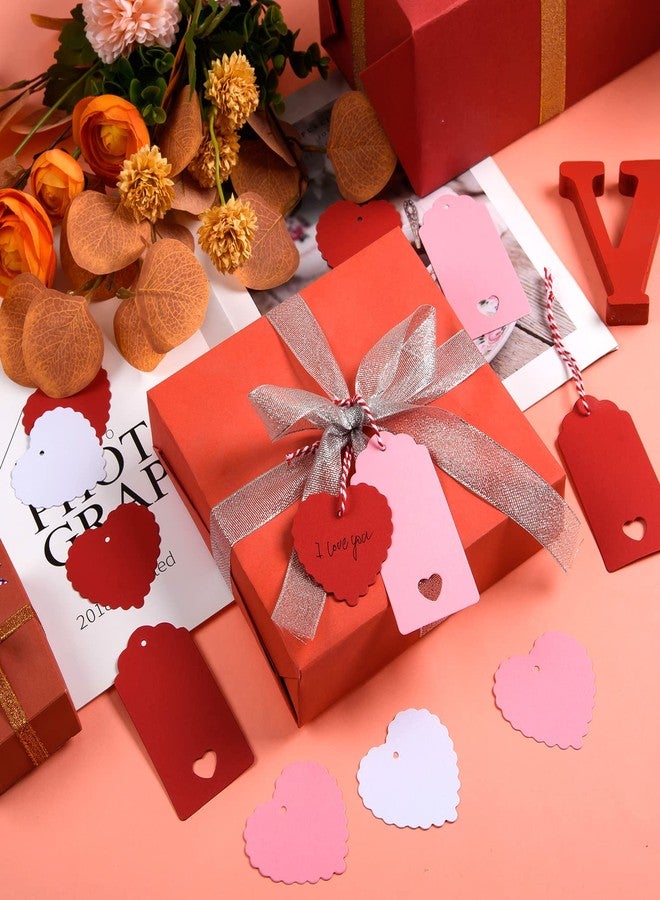 MixTeach 360 Pcs Valentines Day Gift Tags Heart Kraft Paper Tags Valentine's Day Theme Hanging Name Tags Labels with String for Valentine's Day Wedding Birthday Party Wrapping DIY Supplies(Red, White, Pink) - Image 5