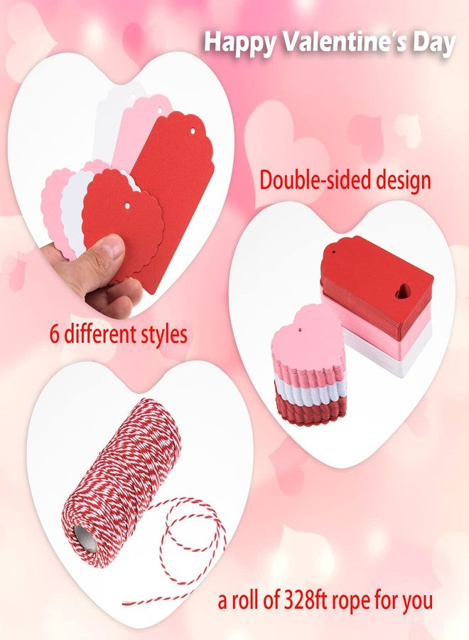 MixTeach 360 Pcs Valentines Day Gift Tags Heart Kraft Paper Tags Valentine's Day Theme Hanging Name Tags Labels with String for Valentine's Day Wedding Birthday Party Wrapping DIY Supplies(Red, White, Pink) - Image 3