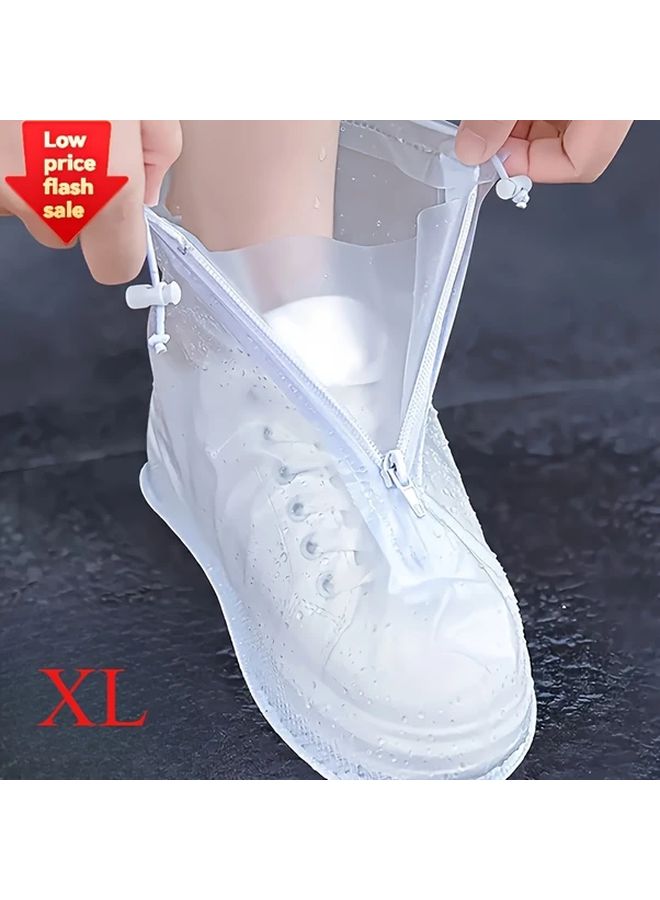 XL Slip Resistant Shoe Covers With Zipper Mid Calf Rain Guards Reusable Unisex Foot Protectors - Image 1