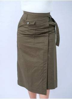 Women’s Patch Pocket Belt Hook Short Skirt in Burnt Olive