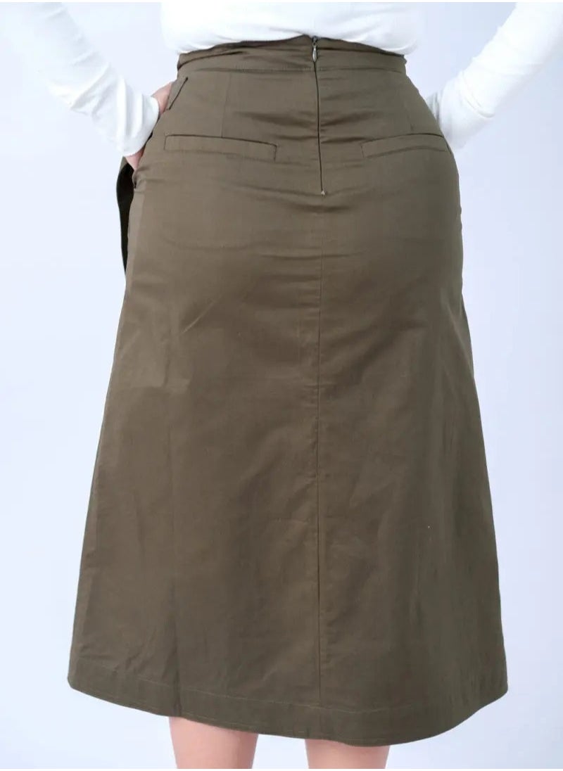 ONLY - Women’s Patch Pocket Belt Hook Short Skirt in Burnt Olive - Image 1