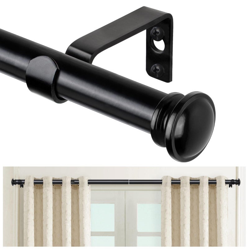 TONIAL Curtain Rod 32 to 115 Inch2696ft Telescoping Splicing Drapery Rods for Windows 83 to 110 Inch6991ft Decorative 34 Single Rod with Small Cap Finial Black