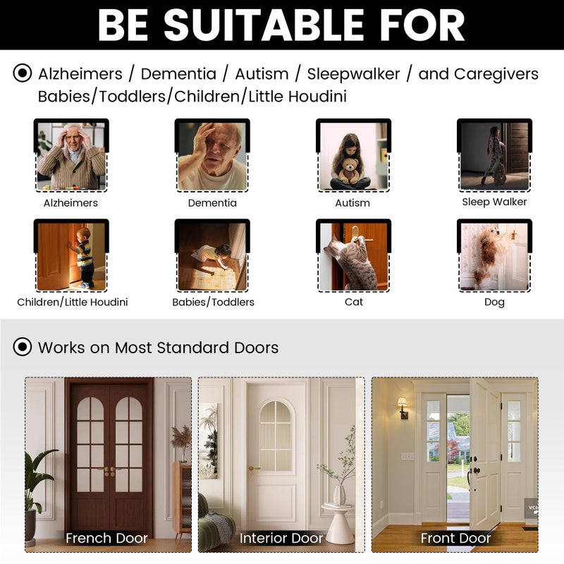 Laowu Adjustable Child Safety Door Top Lockï½œMetal Child Proof Door Top Lock for Interior&Exterior&French Doorï½œLock & Unlock from Either Sidesï½œfor Childproofingï½œSliding Door Lock for Kids Safetyï½œBlack - Image 5