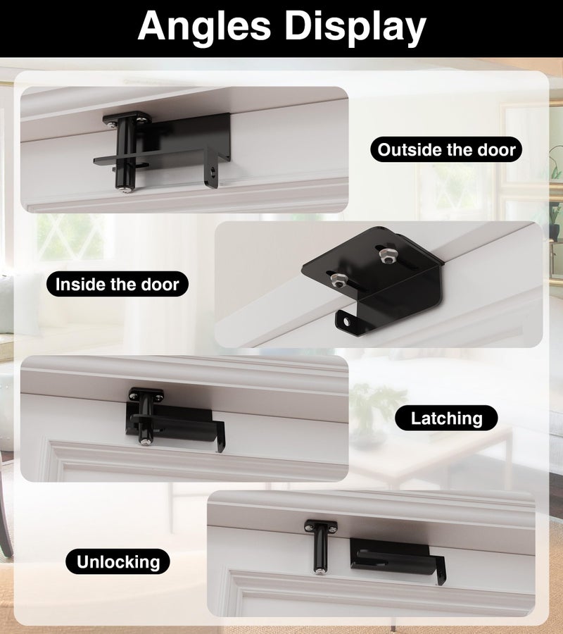 Laowu Adjustable Child Safety Door Top Lockï½œMetal Child Proof Door Top Lock for Interior&Exterior&French Doorï½œLock & Unlock from Either Sidesï½œfor Childproofingï½œSliding Door Lock for Kids Safetyï½œBlack - Image 4