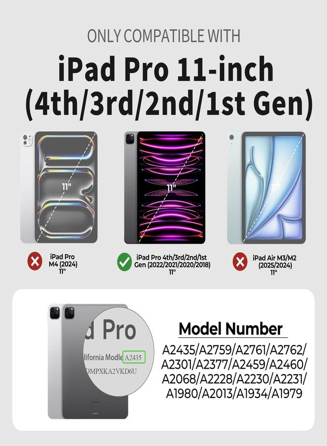 Dexnor Case for iPad Pro 11 inch (2018-2022),Rugged Protective Case with 360° Rotating Hand Strap & Steady Stand & Screen Protector & Pencil Holder Shockproof Full-Body Bumper Cover,Black - Image 2