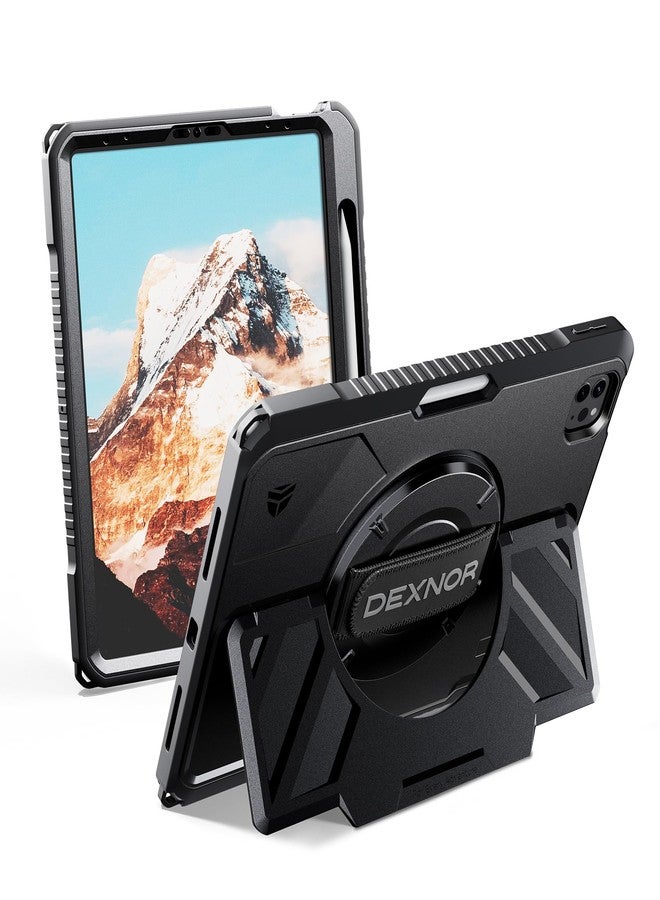 Dexnor Case for iPad Pro 11 inch (2018-2022),Rugged Protective Case with 360° Rotating Hand Strap & Steady Stand & Screen Protector & Pencil Holder Shockproof Full-Body Bumper Cover,Black - Image 1