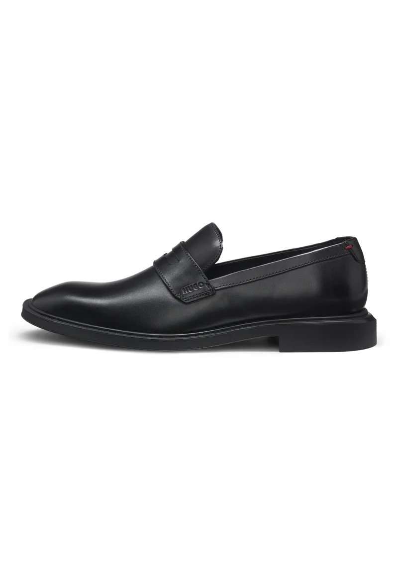 HUGO black Leather loafers with penny trim for Men | Best Price UAE